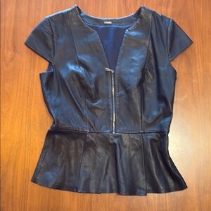 Elie Tahari Black Leather Peplum